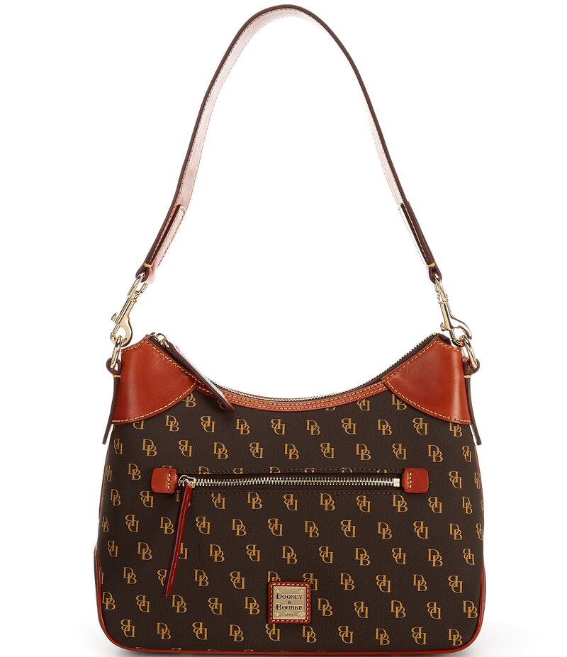 ドーネイアンドバーク レディース バッグ ショルダーバッグ プリント ロゴ Dooney & Bourke Gretta Collection Signature Logo Print Hobo Bag Brown T'Moro ブラウン