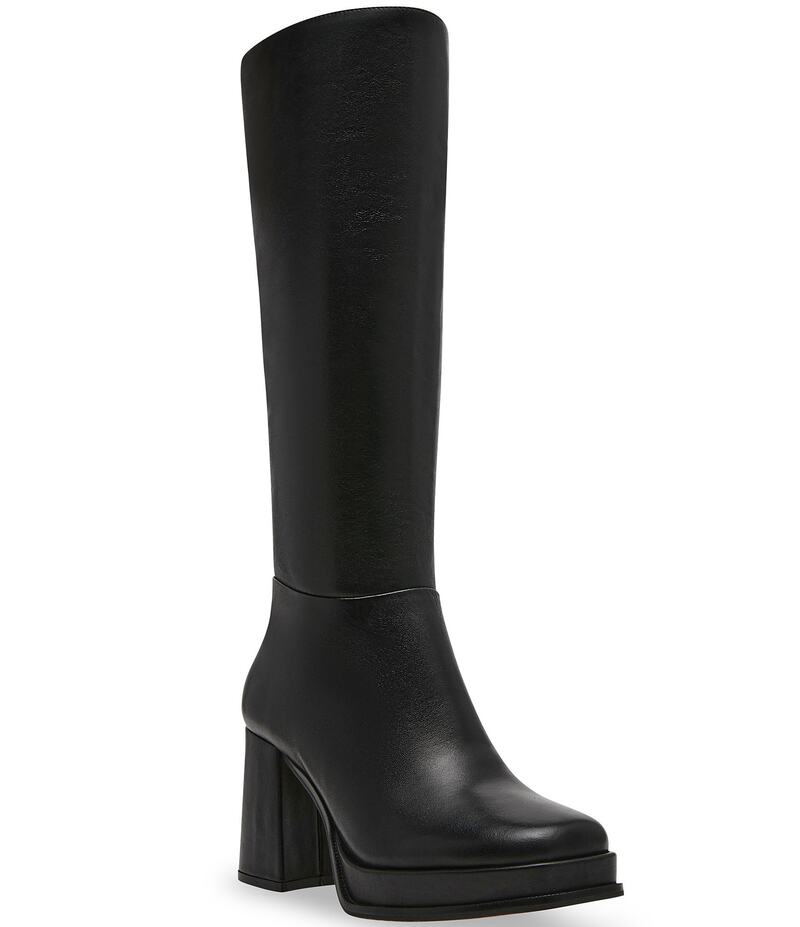スティーブ マデン レディース シューズ ブーツ・レインブーツ プラットフォームブーツ プラットフォーム ブーツ レザー ヒール Steve Madden Mystery Leather Block Heel Platform Boots Black ブラック