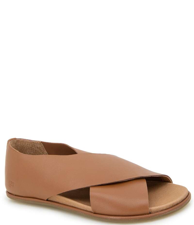 ジェントルソウルズ レディース シューズ パンプス サンダル なめし革 Gentle Souls Laniey Leather Criss-Cross Band Flat Sandals Black 黒いこと