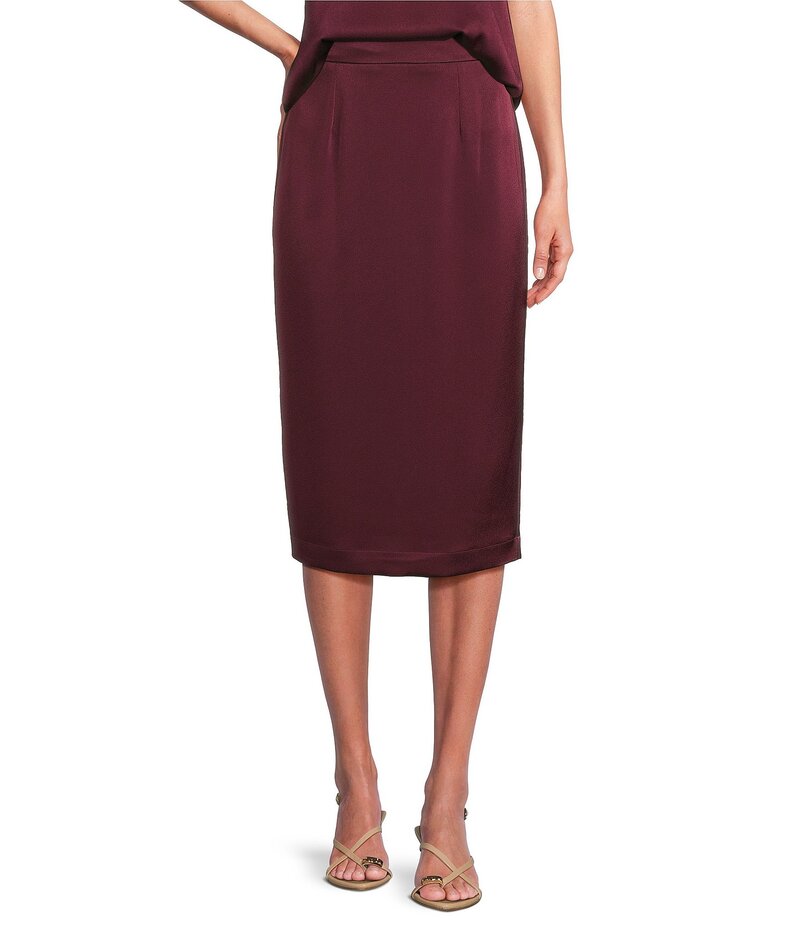 マレーラ レディース ボトムス スカート ミディ サテン Marella Cadine Satin Straight Coordinating Midi Skirt Bordeaux