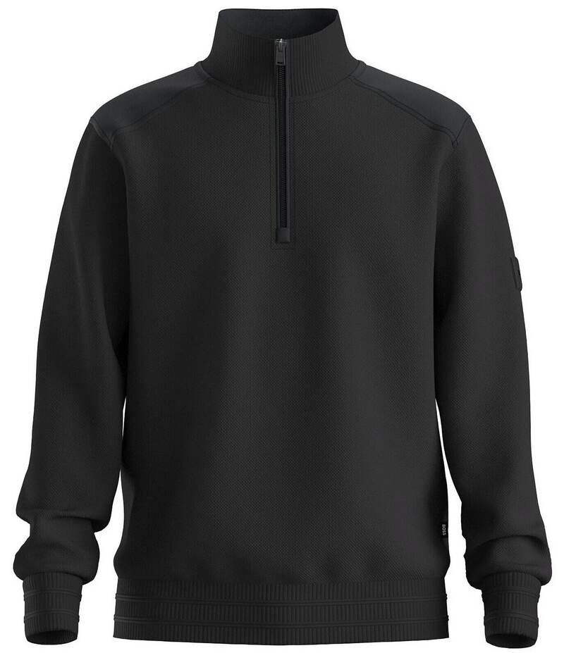 ヒューゴボス メンズ アウター ニット・セーター Hugo Boss BOSS Sidney Quarter-Zip Pullover Black ブラック|ReVida 店