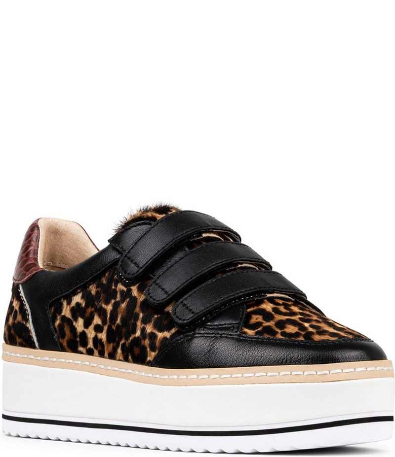 ドナルドプリネール レディース ボトムス カジュアルパンツ プラットフォーム プリント スニーカー Donald Pliner Dreamboat Leopard Print Haircalf Platform Sneakers Black Multi ブラック