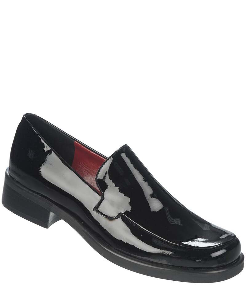 フランコサルト レディース シューズ スリッポン・ローファー なめし革 置き目毛革 踵 Franco Sarto Bocca Patent Leather Block Heel Loafers Black Patent 黒いこと レディース靴-靴-ローファー