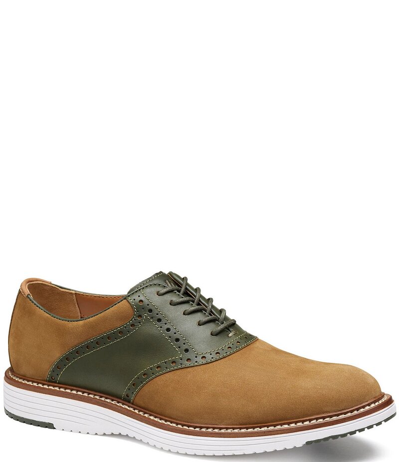 ジョンストンアンドマーフィー メンズ シューズ ドレスシューズ オックスフォード ブローグ Johnston & Murphy Men's Upton Nubuck Saddle Brogue Detail Oxfords Snuff