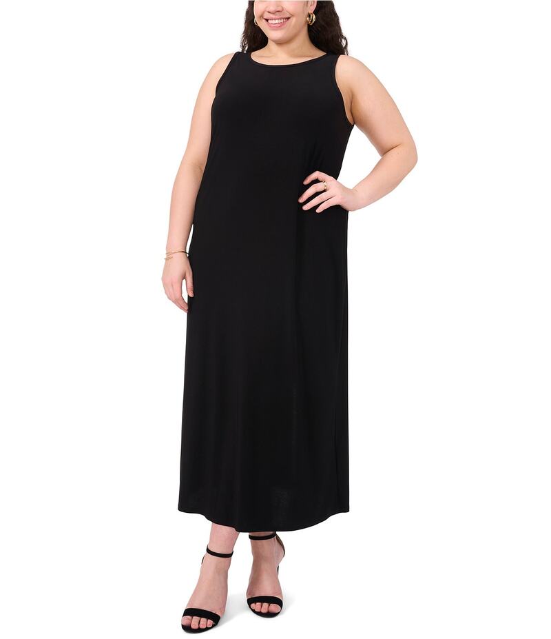 ヴィンスカムート レディース トップス ワンピース クルーネック マキシワンピース プラスサイズ ノースリーブ ニット マキシ Vince Camuto Plus Size Sleeveless Crew Neck Keyhole Back Knit Maxi Dress Rich Black ブラック