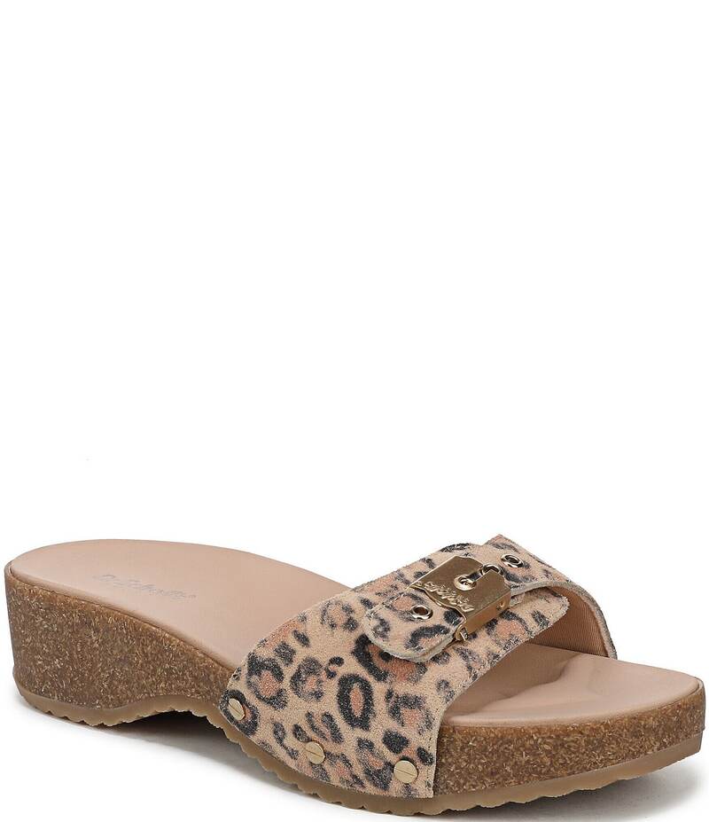 ドクター・ショール レディース シューズ サンダル プリント スエード Dr. Scholl Original Flex Distressed Leopard Print Suede Cork Buckled Slide Sandals Leopard アニマル