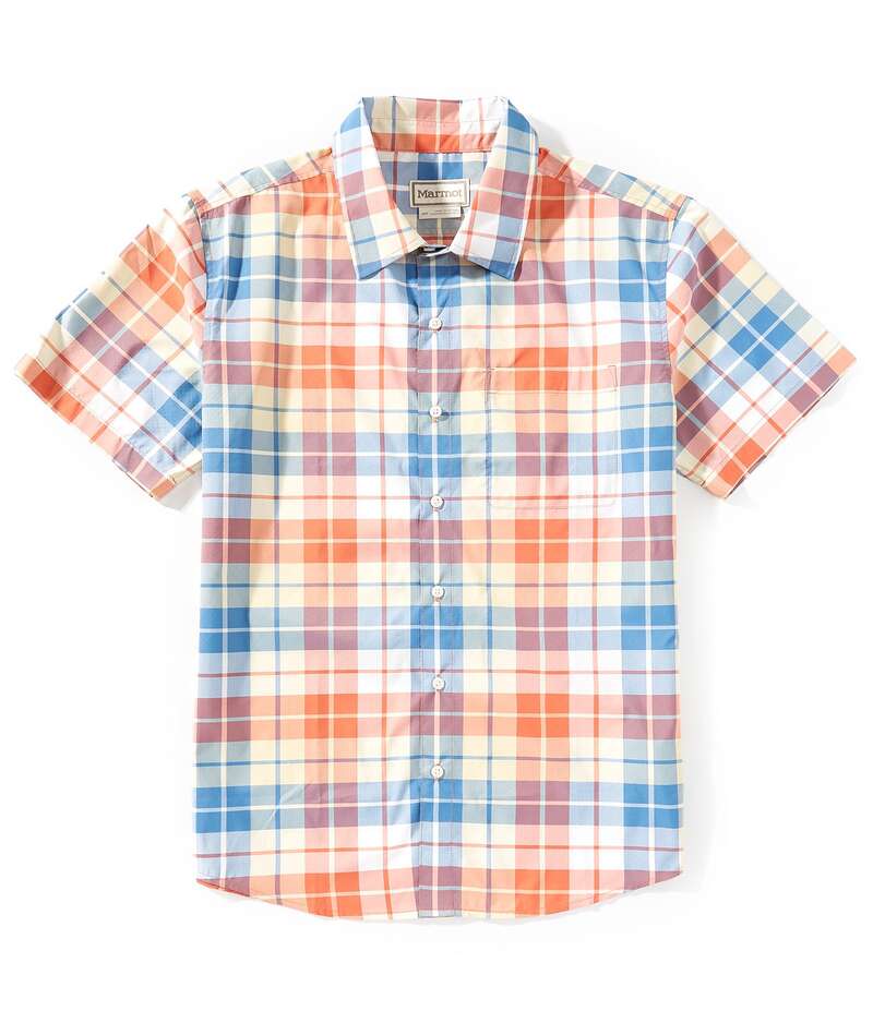 マーモット メンズ トップス シャツ Marmot Air Exchange SolarShield Novelty Plaid Short Sleeve Woven Shirt Pomelo Medium Orange オレンジ