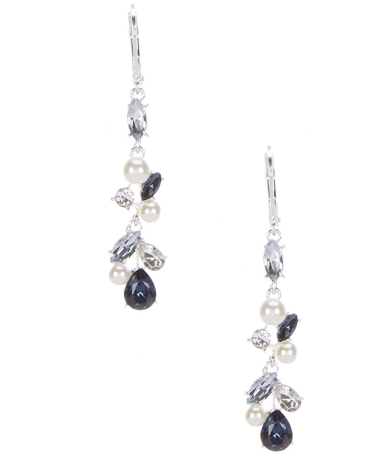 セザンヌ レディース アクセサリー ピアス・イヤリング Cezanne Crystal Cluster Multi Blue Linear Pearl Earrings Silver/Montana シルバー|ReVida 店
