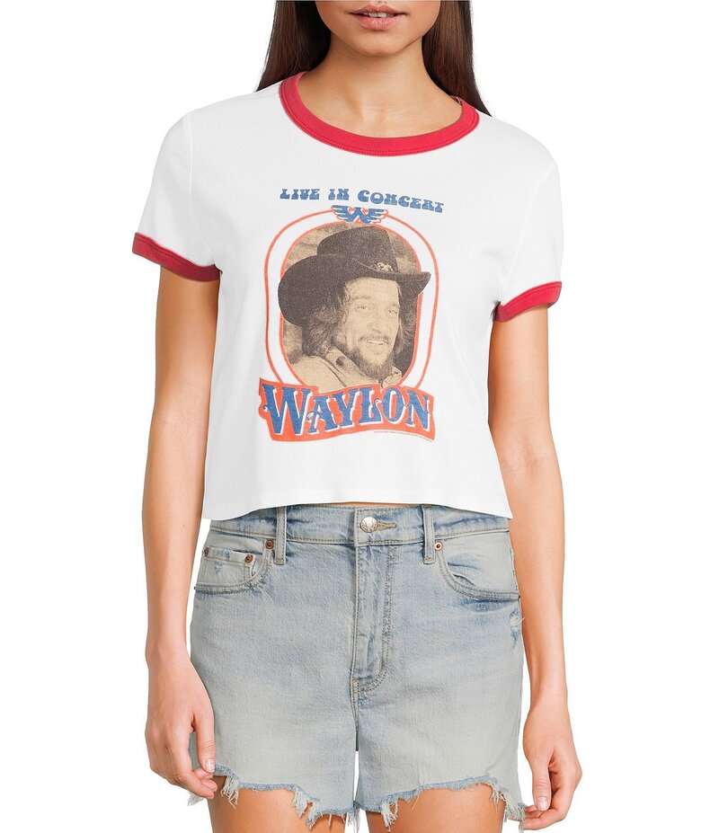 ジャンクフード レディース トップス シャツ Tシャツ Junk Food Live In Concert Waylon Jennings Short Sleeve T-Shirt White/Red ホワイト
