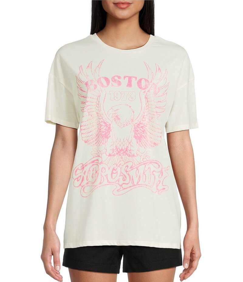 ジービー レディース トップス シャツ Tシャツ ニット GB Knit Pink Aerosmith T-Shirt Whisper White ホワイト