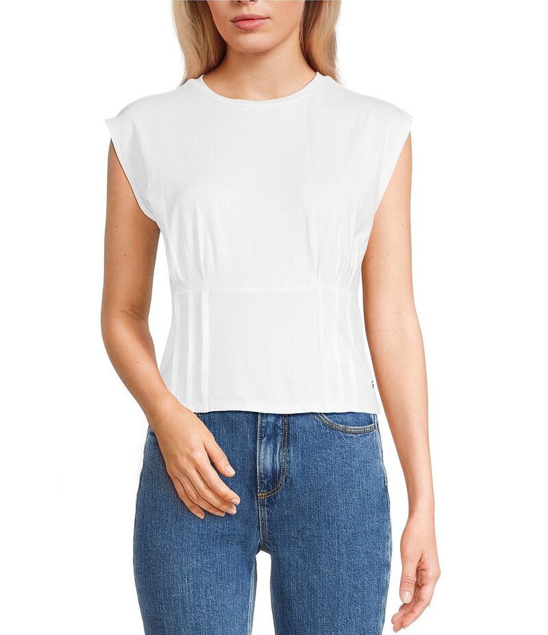 ゲス レディース トップス シャツ Tシャツ キャップ Guess Karmen Cap Sleeve Corset T-Shirt Pure White ホワイト 11,535円
