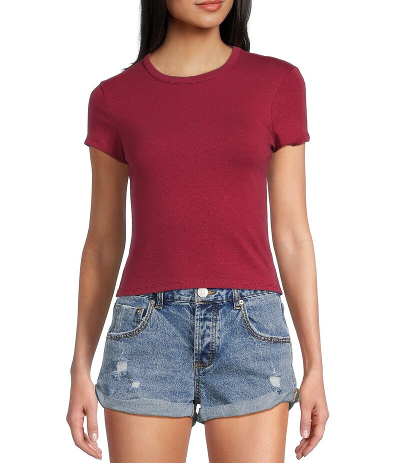 ジービー レディース トップス シャツ Tシャツ ニット GB Short Sleeve Knit T-Shirt Wine ワイン