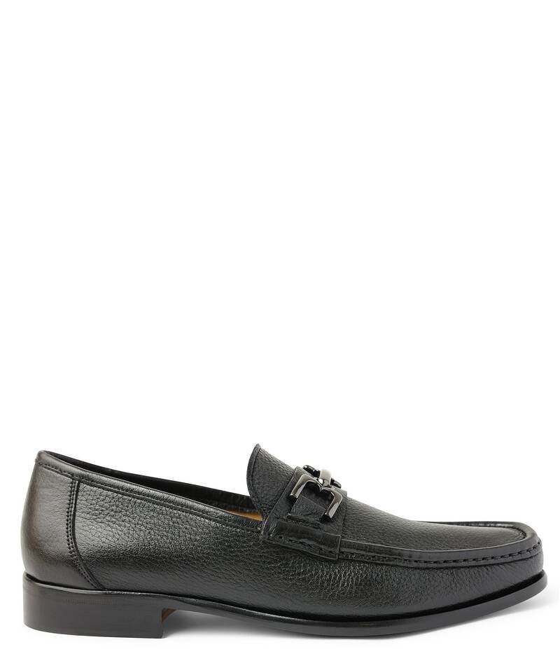 ブルーノマグリ メンズ シューズ スリッポン・ローファー レザー ローファー Bruno Magli Men's Trieste Bit Buckle Leather Slip-On Loafers Black ブラック｜ReVida 店