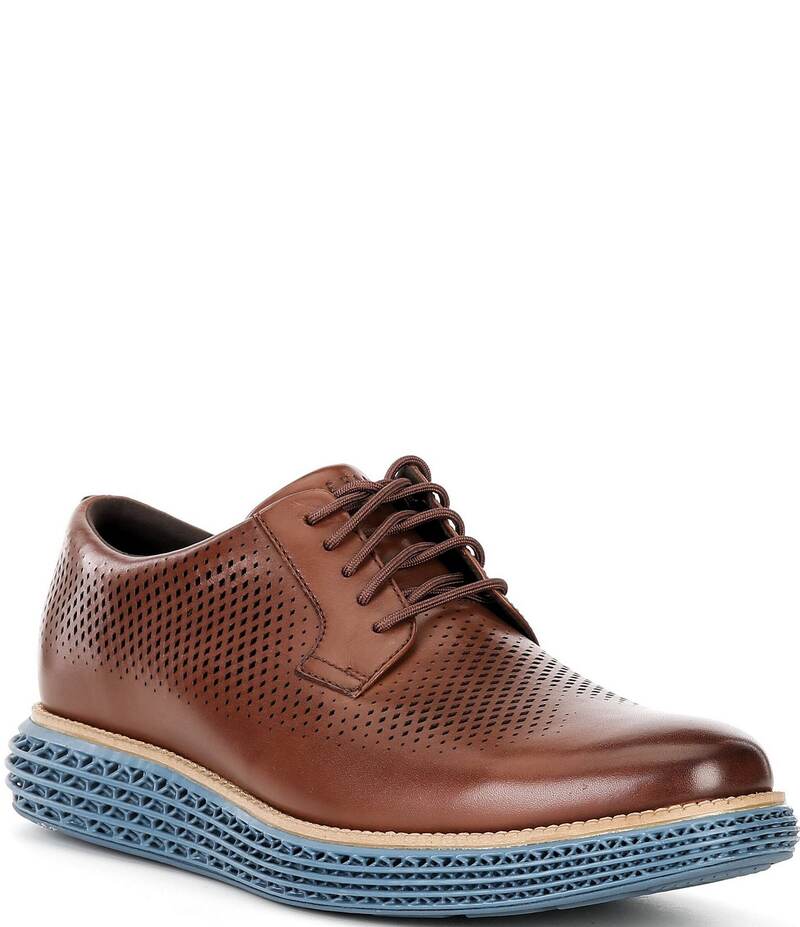 コールハーン メンズ シューズ ドレスシューズ オックスフォード Cole Haan Men's OriginalGrand 2.0 Laser Plain-Toe Oxfords Dark Sequoia/CH Natural/China Blue ブルー