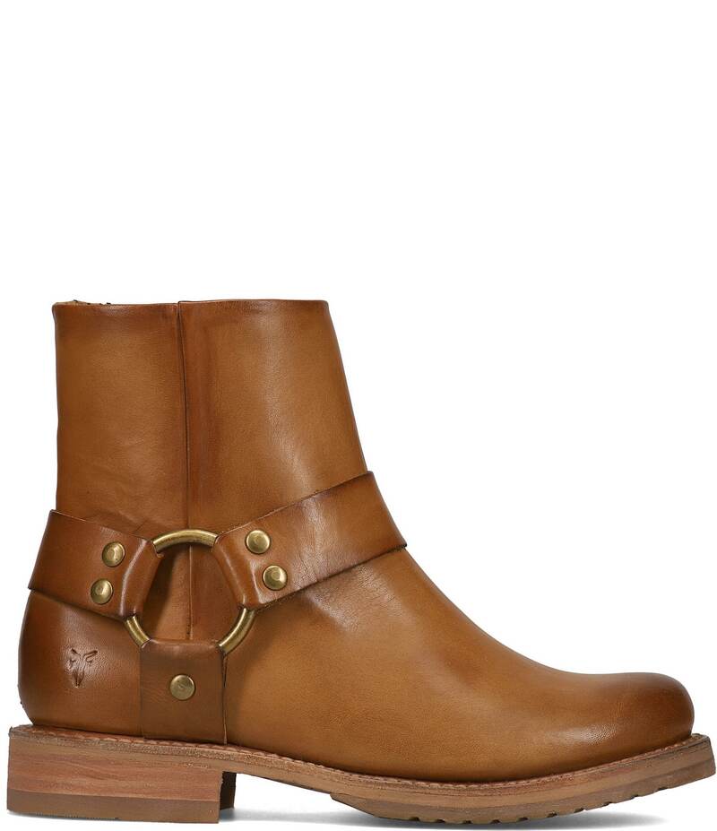 フライ レディース シューズ ブーツ・レインブーツ レザー Frye Veronica Flex Harness Leather Booties Caramel｜ReVida 店