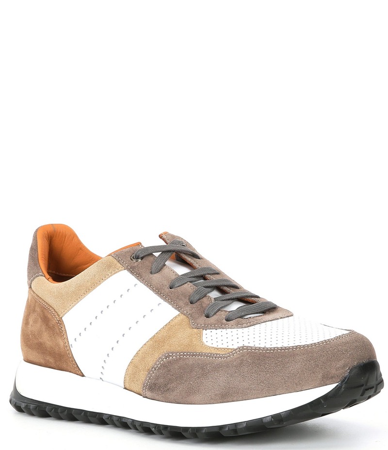 マグナーニ メンズ シューズ ドレスシューズ スニーカー スエード レザー Magnanni Men's Cairo Leather and Suede Sneakers White/Grey ホワイト