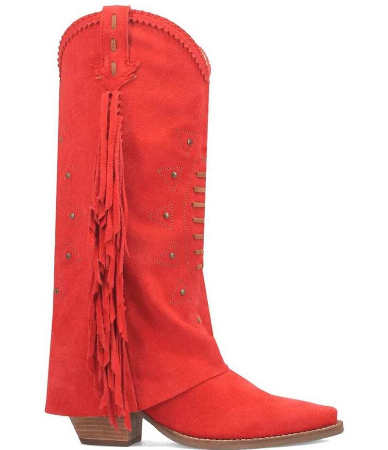 ディンゴ レディース シューズ ブーツ・レインブーツ スエード ブーツ フリンジ Dingo Spirit Trail Suede Fold Over Fringe Western Boots Red レッド 41,470円