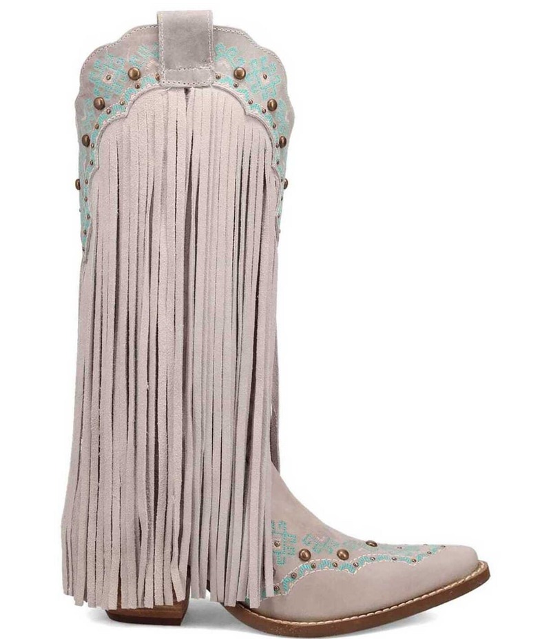 ディンゴ レディース シューズ ブーツ・レインブーツ レザー フリンジ Dingo Tequila Sunrise Leather Fringe Western Boots Off White オフホワイト