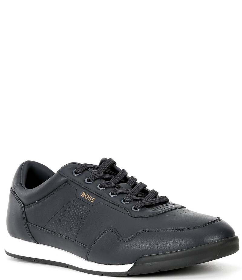 ヒューゴボス メンズ シューズ ドレスシューズ スニーカー レザー Hugo Boss Men's Titanium Leather Sneakers Dark Blue ブルー