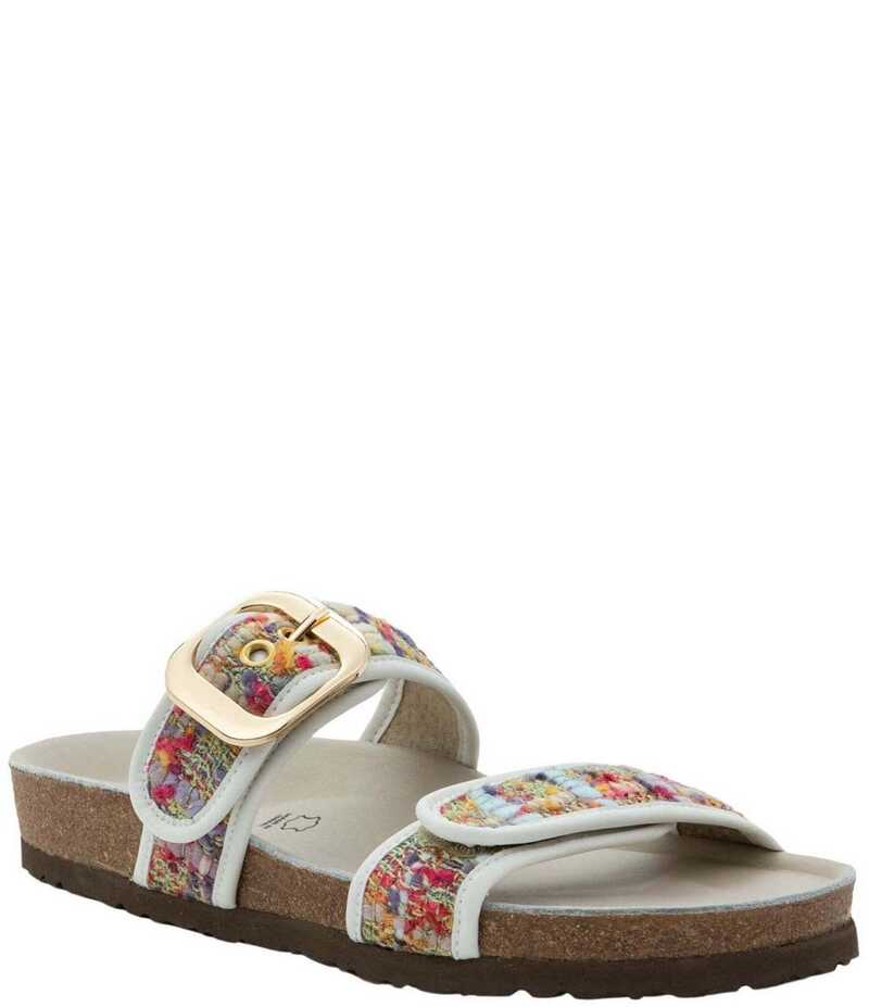 ナオト レディース シューズ パンプス サンダル ツイード レザー Naot Nashville Tweed Leather Buckle Detail Sandals Pink/Marigold/White ホワイト｜ReVida 店