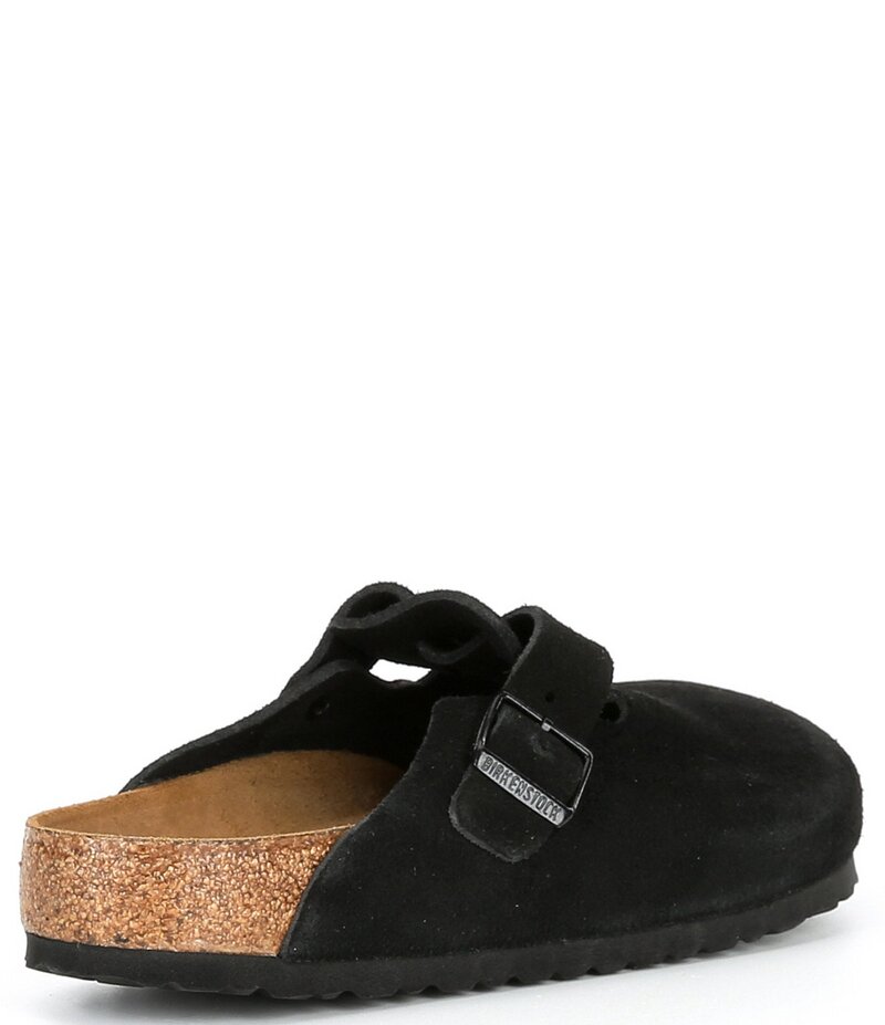 ビルケンシュトック メンズ シューズ スリッポン・ローファー スエード Birkenstock Men's Boston Suede Slip On Soft Footbed Clogs Black ブラック