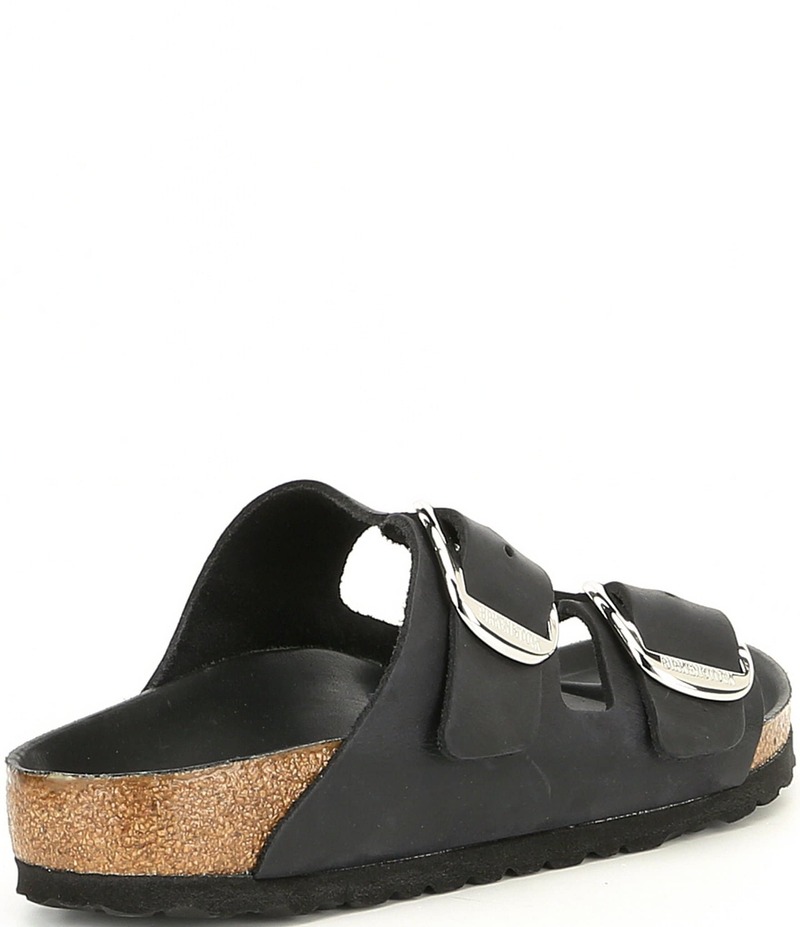 ビルケンシュトック レディース シューズ パンプス サンダル レザー Birkenstock Women's Arizona Oiled Leather Big Buckle Detail Slide Sandals Black ブラック