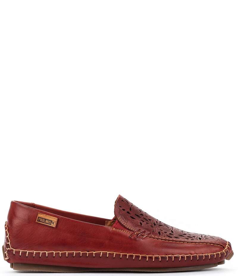 ピコリーノス レディース シューズ パンプス カットアウト 御花柄 なめし革 御花 Pikolinos Jerez Floral Leather Cut-Out Detail Slip-On Moccasins Sandia Brandy