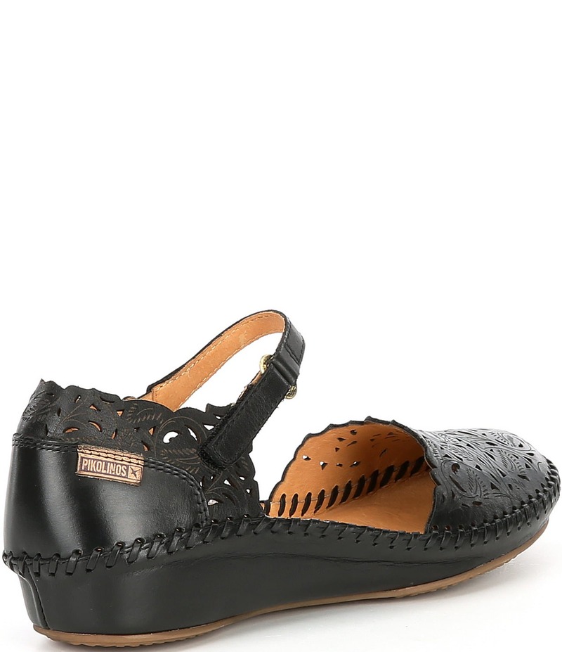 ピコリーノス レディース シューズ パンプス なめし革 Pikolinos Puerto Vallarta Leather Mary Jane Flats Black 黒いこと