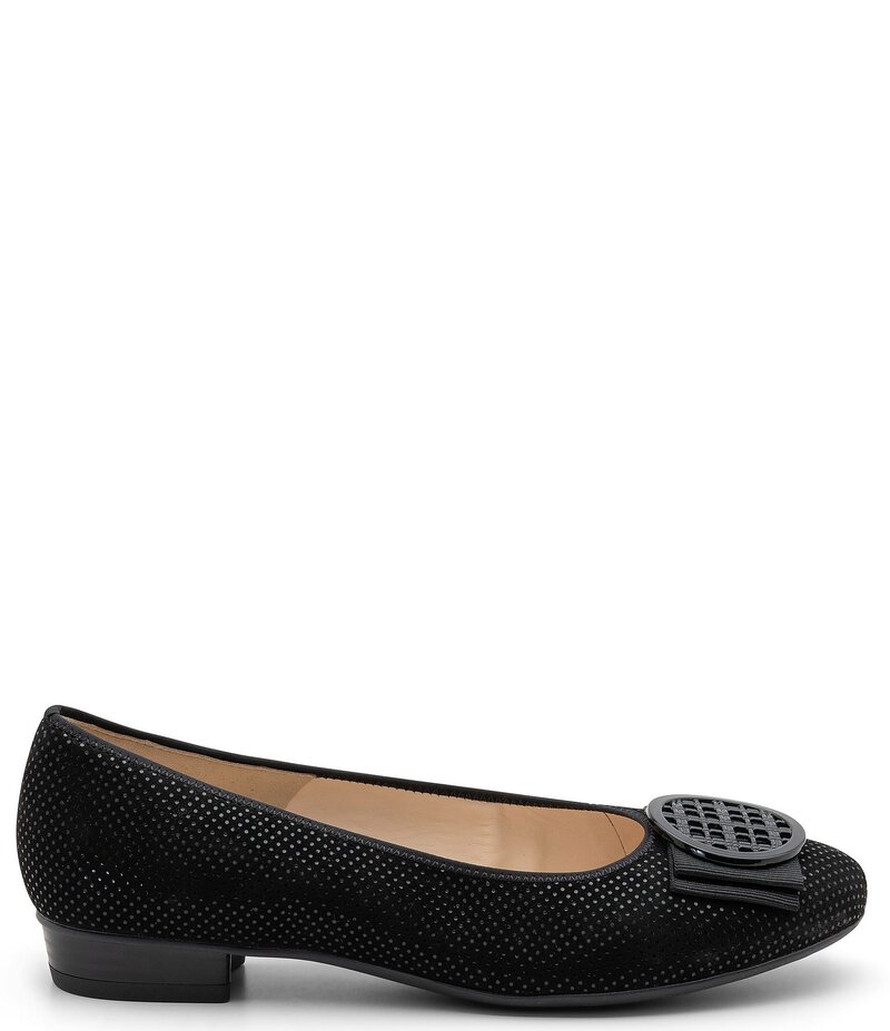 【送料無料】 アラ レディース パンプス シューズ Bambi Pin Dot Suede Ornament Bow Ballet Flats Black Pin Dot Suede画像