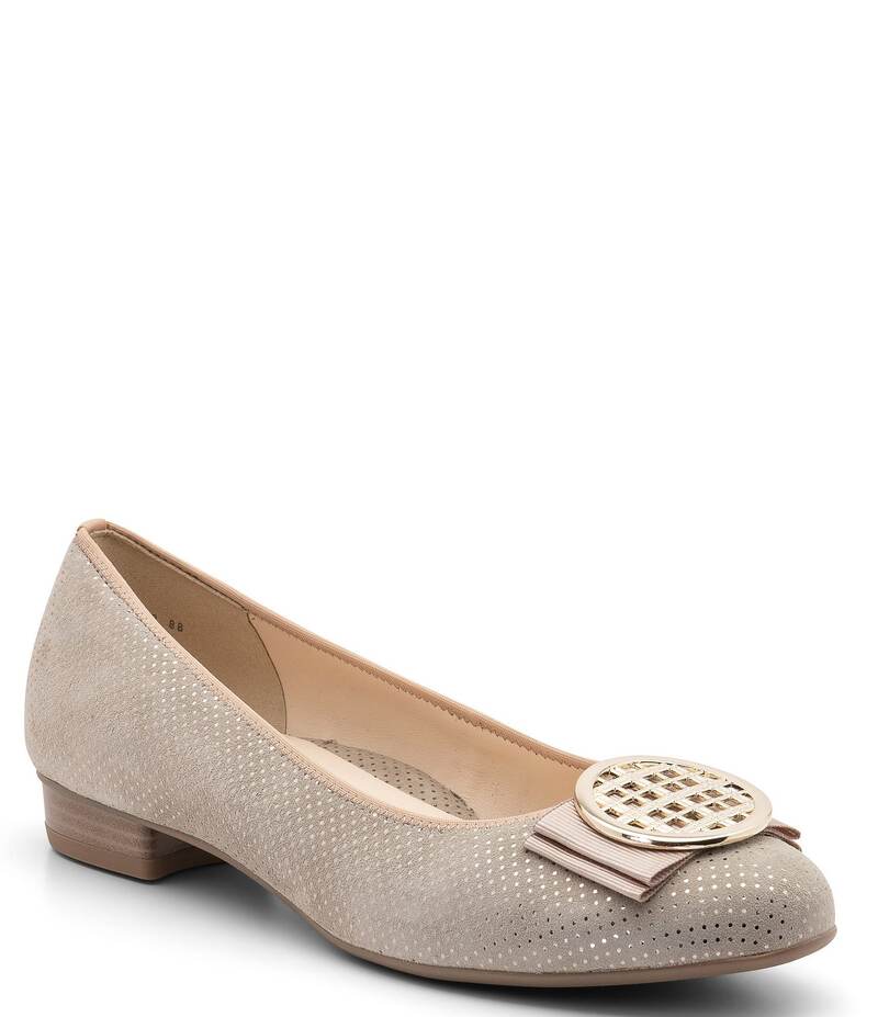 【送料無料】 アラ レディース パンプス シューズ Bambi Pin Dot Suede Ornament Bow Ballet Flats Sand Pin Dot Suede画像