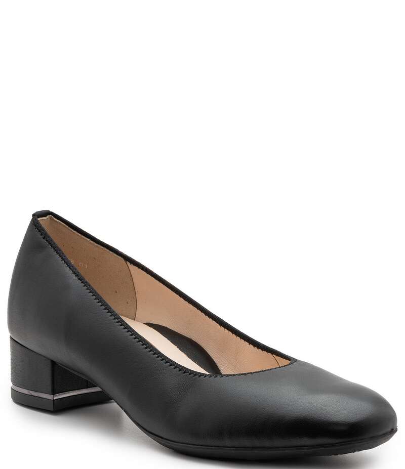 アラ レディース シューズ パンプス なめし革 踵 ara Gabrielle Leather Block Heel Pumps Black Leather 黒いこと