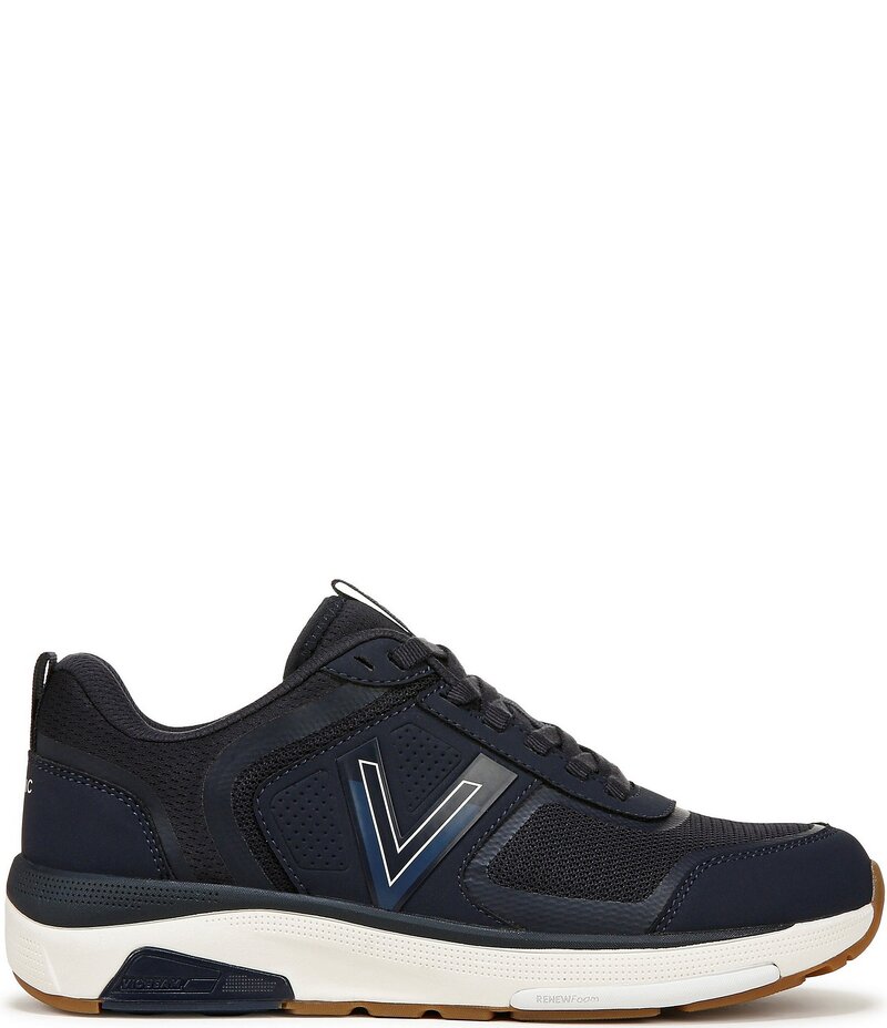 バイオニック レディース シューズ スニーカー メッシュ レザー Vionic Walk Strider Leather and Mesh Performance Walking Sneakers Navy Blue ネイビー｜ReVida 店