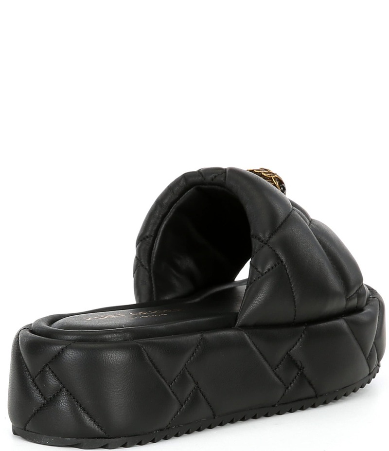 カートジェイガーロンドン レディース シューズ パンプス プラットホーム サンダル キルティング なめし革 Kurt Geiger London Kensington Leather Quilted Puff Platform Slide Sandals Black 黒いこと