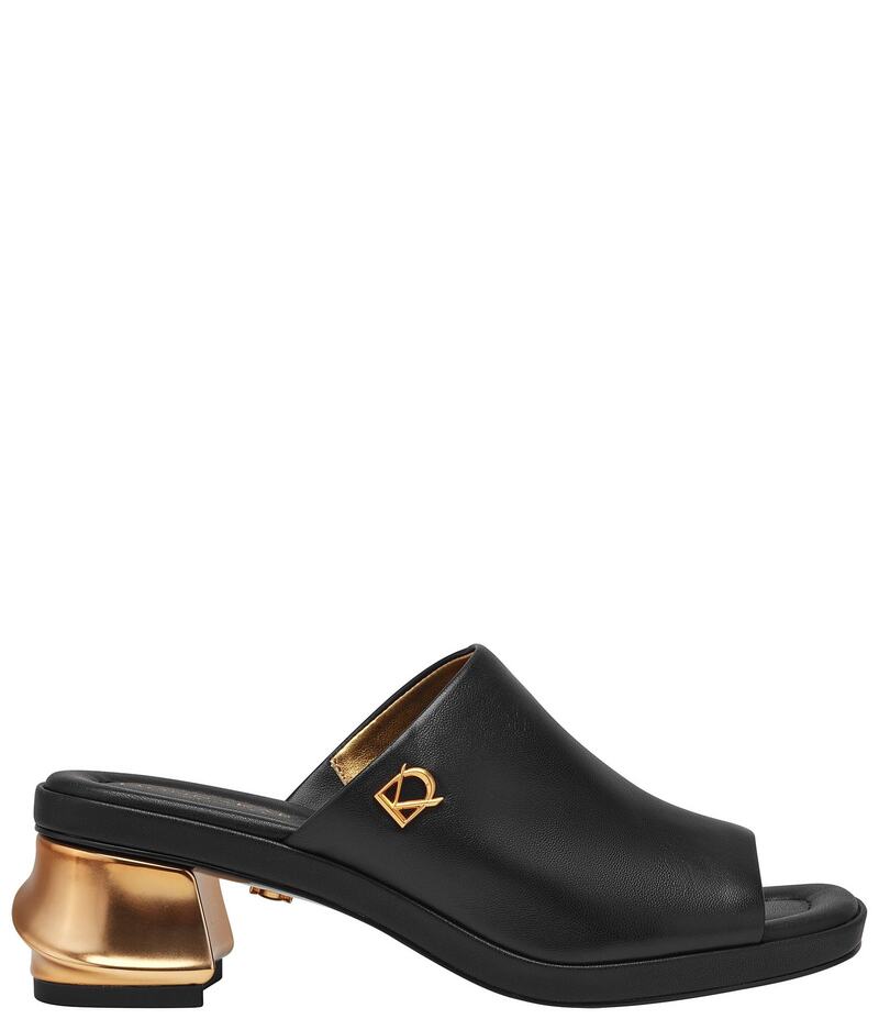 ダナキャラン レディース シューズ サンダル レザー Donna Karan Tinley Leather Slide Sandals Black ブラック|ReVida 店