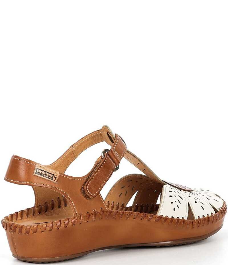 ピコリーノス レディース シューズ パンプス サンダル なめし革 Pikolinos P Vallarta Leather T-Strap Sandals White 白いこと