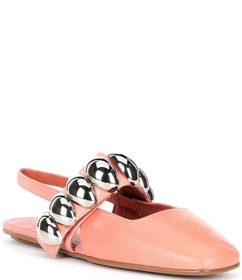 ジェフリー キャンベル レディース シューズ パンプス レザー Jeffrey Campbell Manon Leather Embellished Slingback Flats Bright Peach/Silver ピーチ
