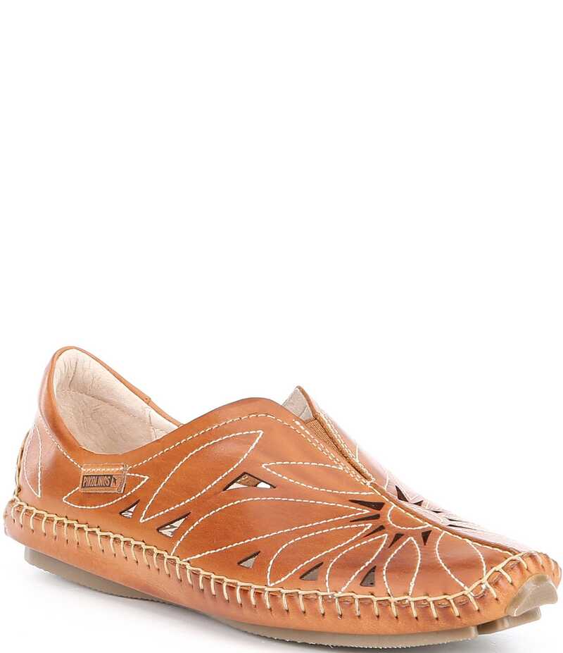 ピコリーノス レディース シューズ パンプス カットアウト 御花柄 なめし革 御花 Pikolinos Jerez Floral Leather Cut-Out Detail Slip-On Moccasins Brandy