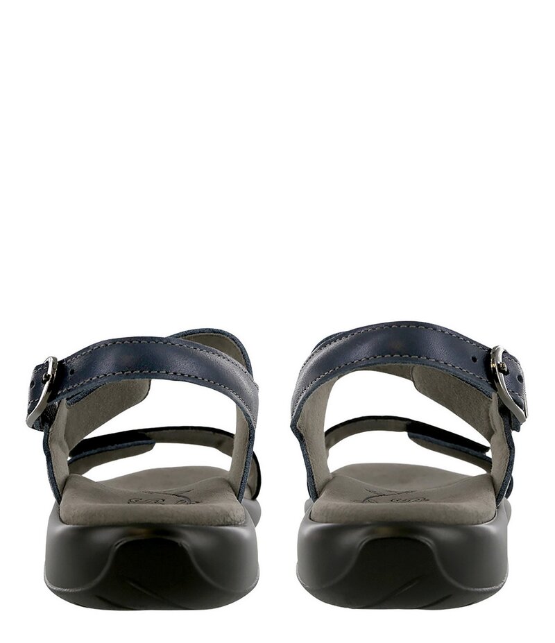 サス レディース シューズ サンダル プリント レザー ヒール SAS Nudu Printed Leather Heel Strap Sandals Navy ネイビー｜ReVida 店