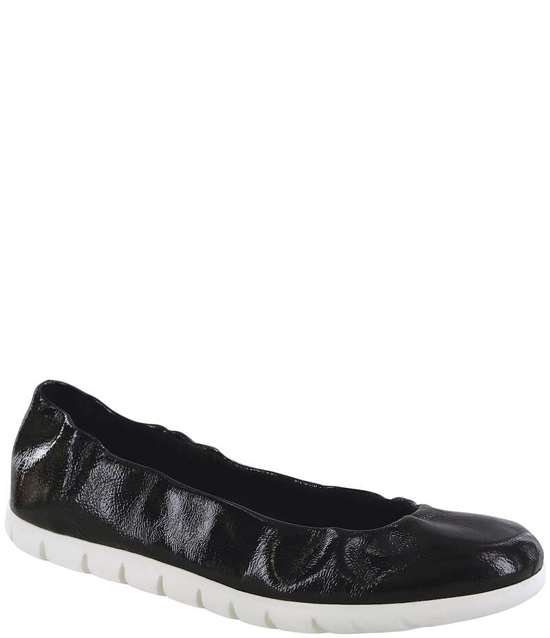 サス レディース シューズ パンプス なめし革 SAS Radiant Leather Ballerina Slip-Ons Carbon