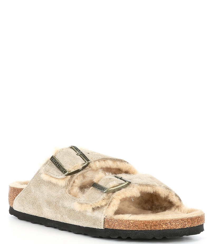 ビルケンシュトック レディース シューズ パンプス サンダル スエードクロス Birkenstock Women\u0027s Arizona Suede Shearling Slide Sandals Taupe トープ