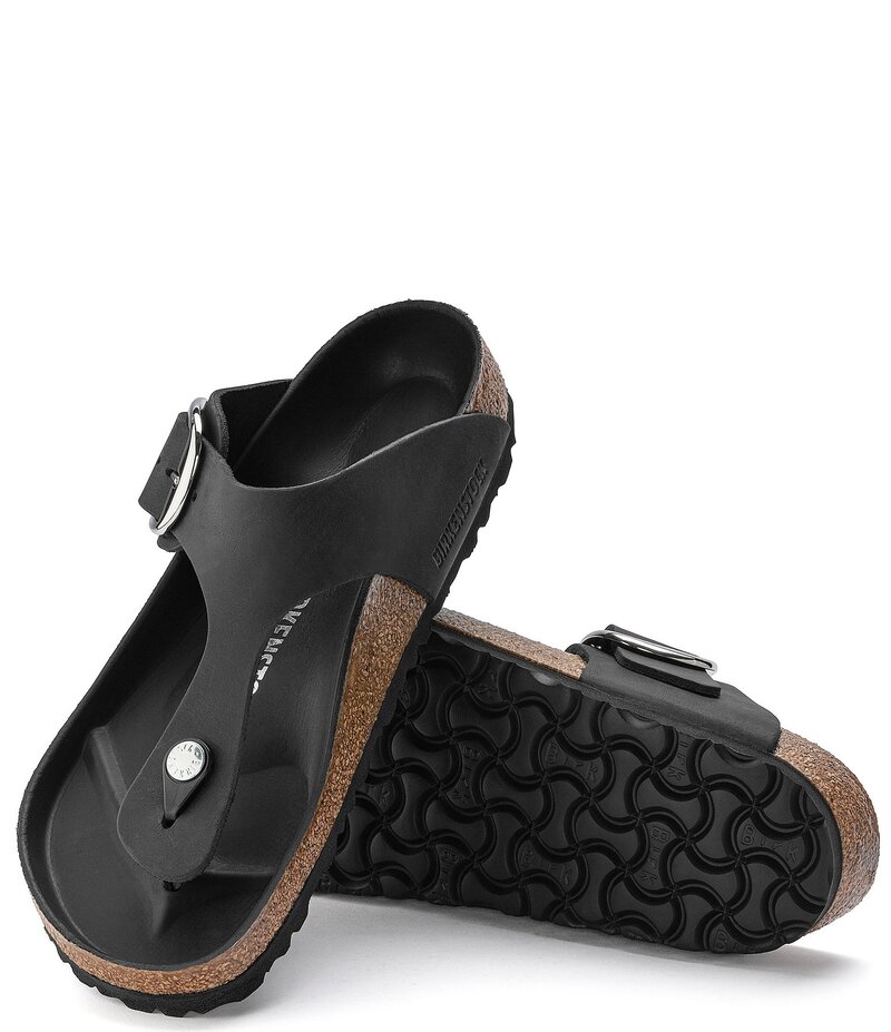 ビルケンシュトック レディース シューズ パンプス サンダル レザー Birkenstock Women's Gizeh Big Buckle Oiled Leather Thong Sandals True Black ブラック