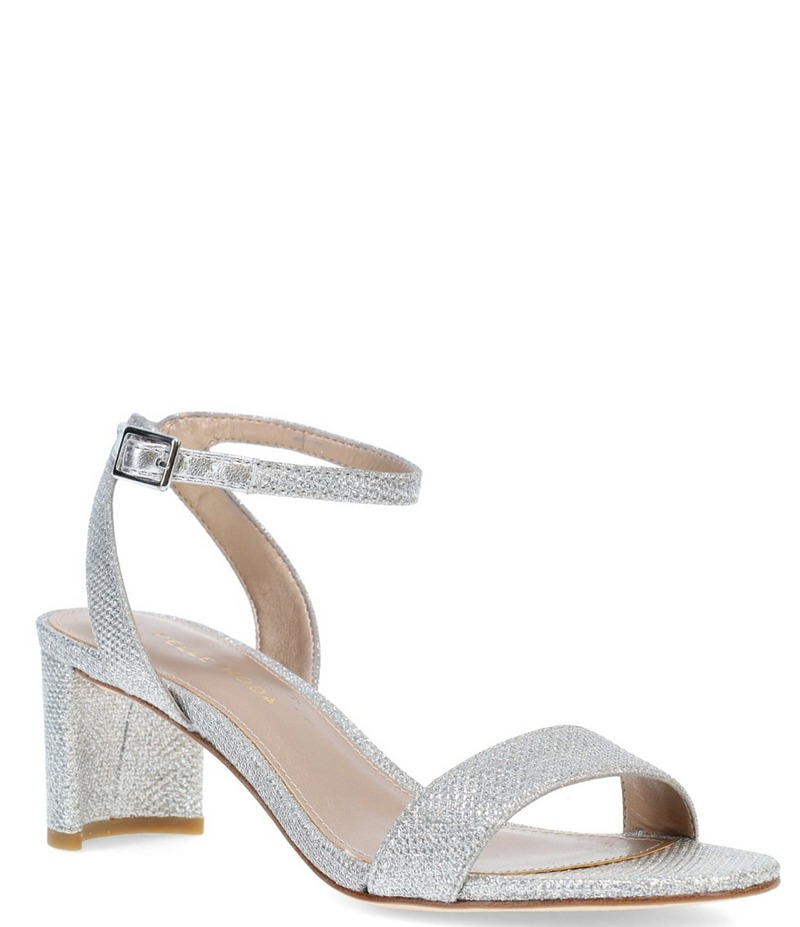 ペレモーダ レディース シューズ サンダル トール アンクル Pelle Moda Moira 2 Metallic Textile Ankle Strap Dress Sandals Silver シルバー|ReVida 店