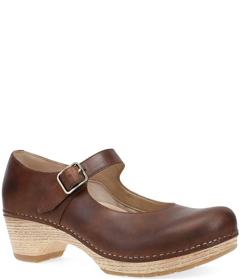 ダンスコ レディース シューズ パンプス レザー Dansko Lilah Leather Mary Jane Clog Pumps Tan Oiled Pull Up タン