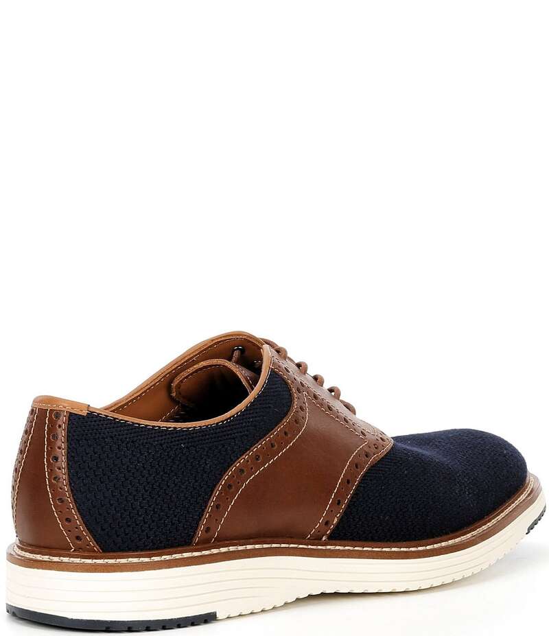 ジョンストンアンドマーフィー メンズ シューズ ドレスシューズ オックスフォード ブローグ ニット Johnston & Murphy Men's Upton Knit Brogue Detail Saddle Oxfords Navy ネイビー