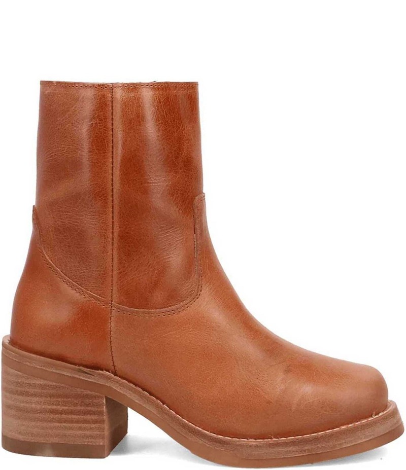 ディンゴ レディース シューズ ブーツ・レインブーツ レザー Dingo Roxy Leather Chunky Sole Booties Tan タン｜ReVida 店