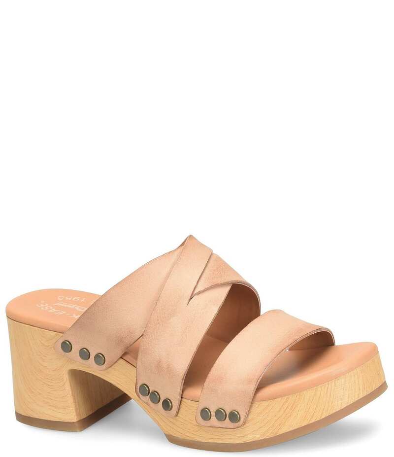 コークイーズ レディース シューズ サンダル レザー ヒール Kork-Ease Emersen Banded Leather Block Heel Slip-On Sandals Natural|ReVida 店