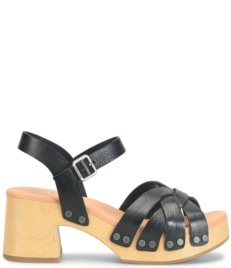 コークイーズ レディース シューズ サンダル アンクル レザー ヒール Kork-Ease Ester Strappy Leather Ankle Strap Block Heel Sandals Black ブラック|ReVida 店