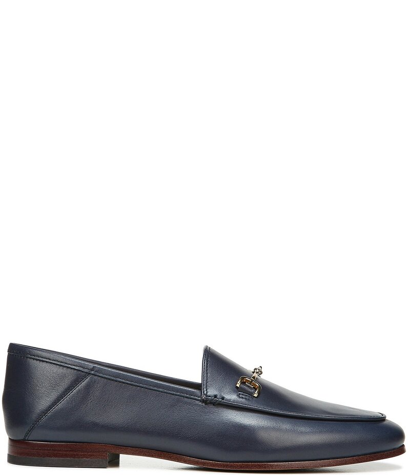 サムエデルマン レディース シューズ スリッポン・ローファー なめし革 置き目毛革 Sam Edelman Loraine Leather Bit Buckle Flat Loafers Baltic Navy 米国海軍 靴-ローファー