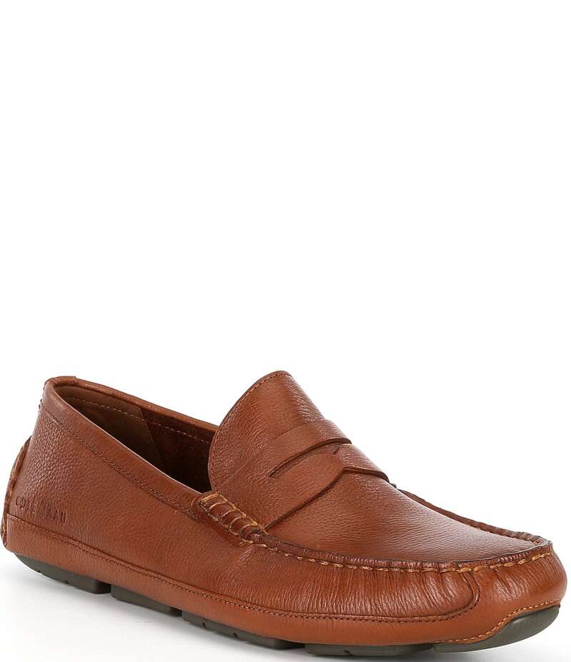コールハーン メンズ シューズ スリッポン・ローファー レザー Cole Haan Men's Wyatt Leather Penny Drivers British Tan/Nicotine タン