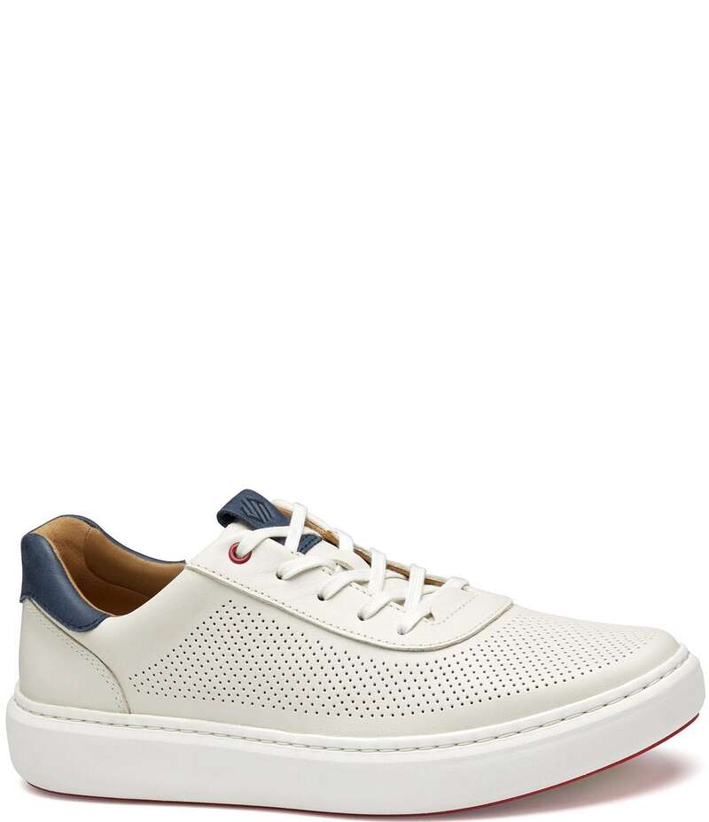 ジョンストンアンドマーフィー メンズ シューズ ドレスシューズ スニーカー レザー Johnston & Murphy Men's Anders Perforated Leather U-Throat Sneakers White ホワイト